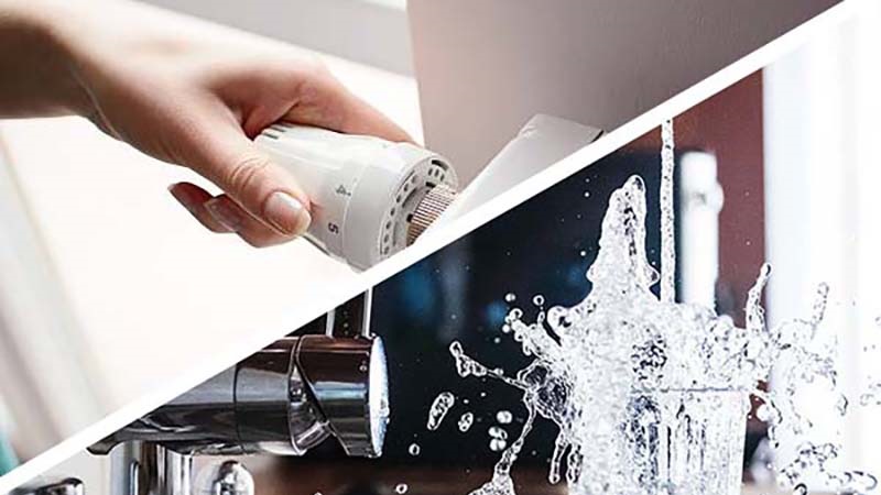 Un chauffage et un robinet d'eau
